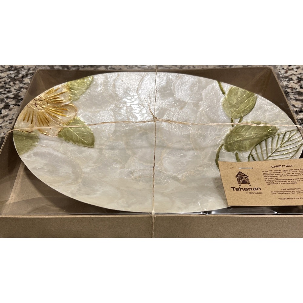 New Capiz Shell Tahanan By Kultura Made‎ In Philippines Oval Bowl 11.5"